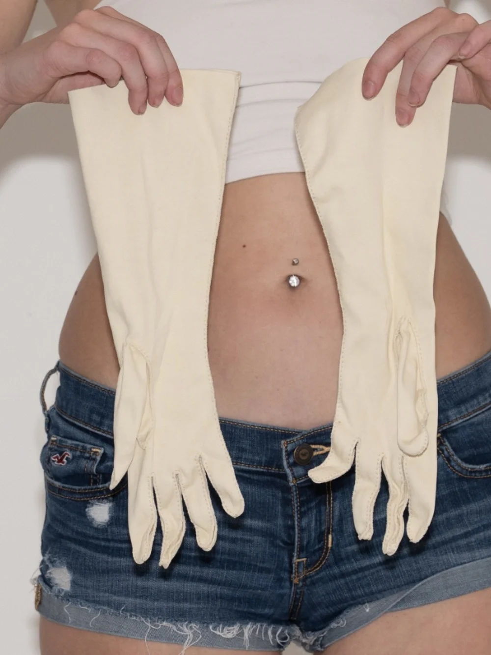 Vintage 1950s gloves cream elbow length shalimar cotton